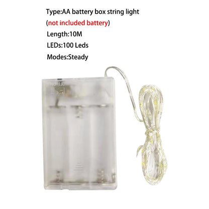 LED String Light 1m 2m 3m 5m 10m Garland Lights Home Christmas Wedding Party Decoration Powered by AA Battery / USB Fairy Lights