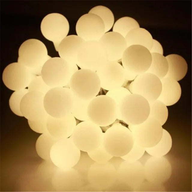 10M 100 LED Globe String Lights Warm White/White Ball Fairy for Party Christmas Wedding New Year Indoor&outdoor Decoration
