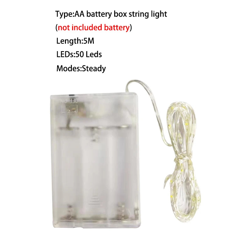 LED String Light 1m 2m 3m 5m 10m Garland Lights Home Christmas Wedding Party Decoration Powered by AA Battery / USB Fairy Lights