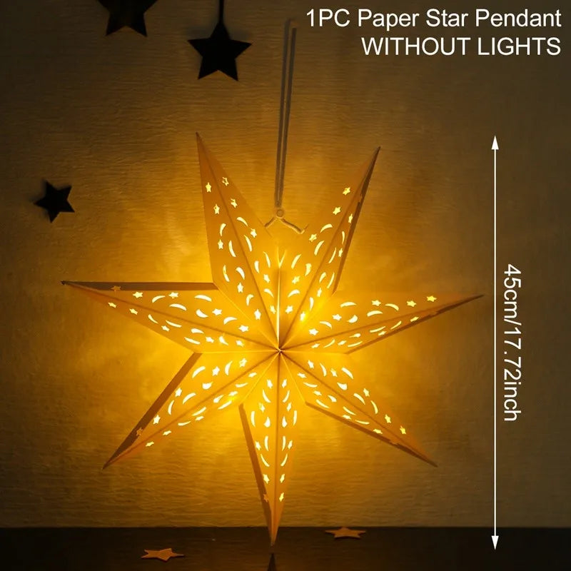 Hollow Star Hanging Pendants Christmas Decoration 2025 for Home Navidad Natal Noel Gifts Christmas Ornaments New Year 2026