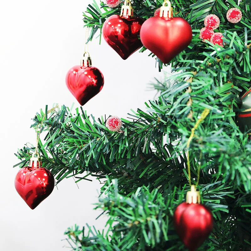 (12pcs/pack)5cm Christmas Pendant Electroplated Heart Xmas Tree Ball Pendant Plastic Matte Mix Decoration Accessories Party