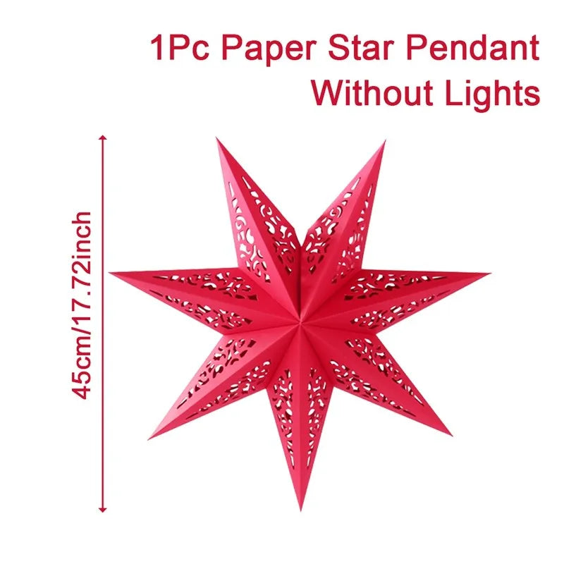 Hollow Star Hanging Pendants Christmas Decoration 2025 for Home Navidad Natal Noel Gifts Christmas Ornaments New Year 2026