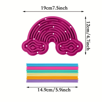 Creative Rainbow Clouds Silicone Sensory Activity Board,  Color Training Toy, Double Side Busy Board, Fine Motor Skills&Fun Play