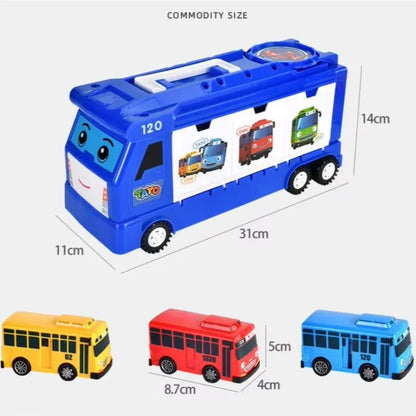 CartoonBus Children's Toy Mini Pull Back Car Anime Model Bus Toy Children's Puzzle Toy