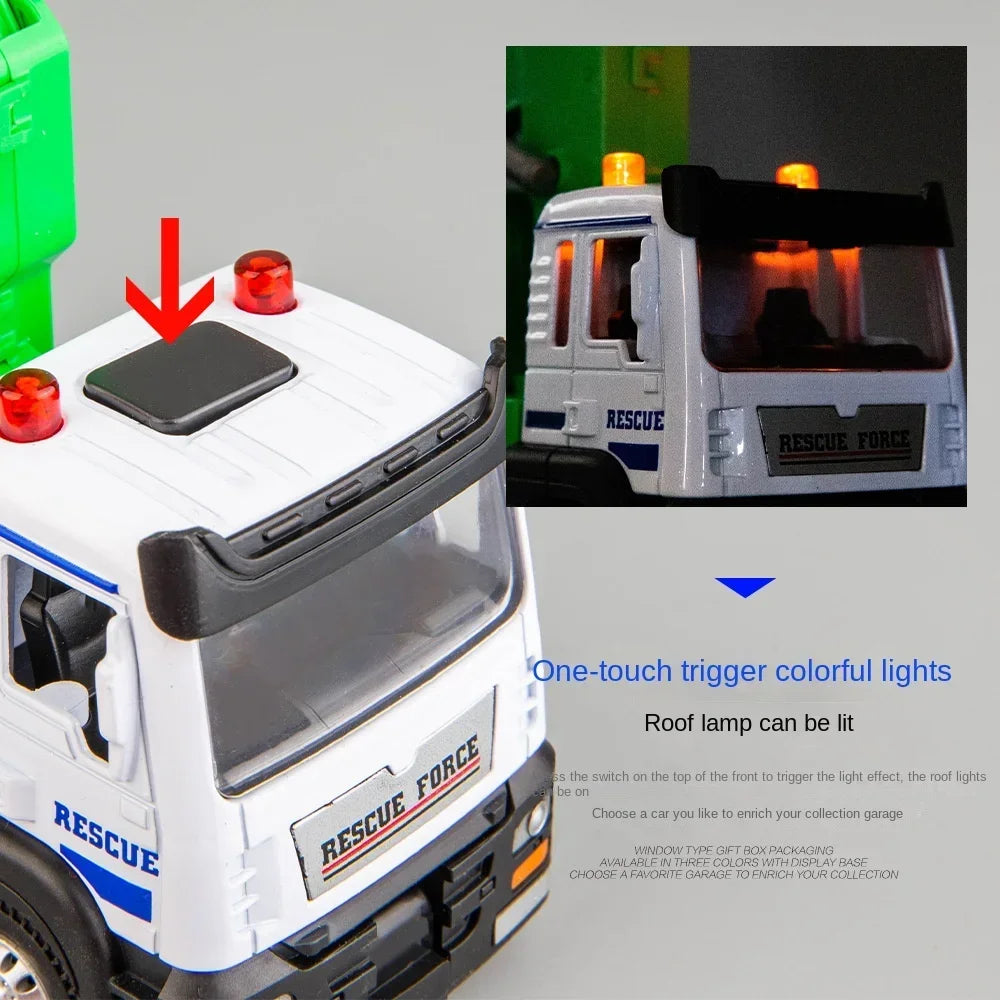 Diecast Alloy Truck Model 1/32 Logging Transport Engineering Truck Moveble Led Electric Vehicle Toys Fo Boys Children's Car Toy