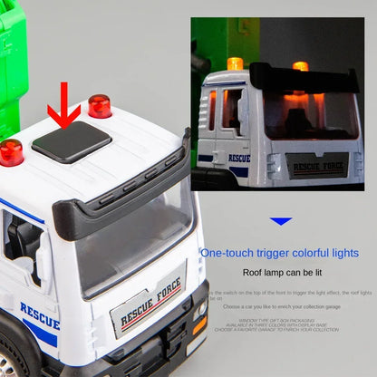 Diecast Alloy Truck Model 1/32 Logging Transport Engineering Truck Moveble Led Electric Vehicle Toys Fo Boys Children's Car Toy