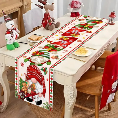 Santa Claus Christmas Table Runner Christmas Decorations For Home 2025 Xmas Table Flag Navidad Noel Gifts New Year Tablecloth