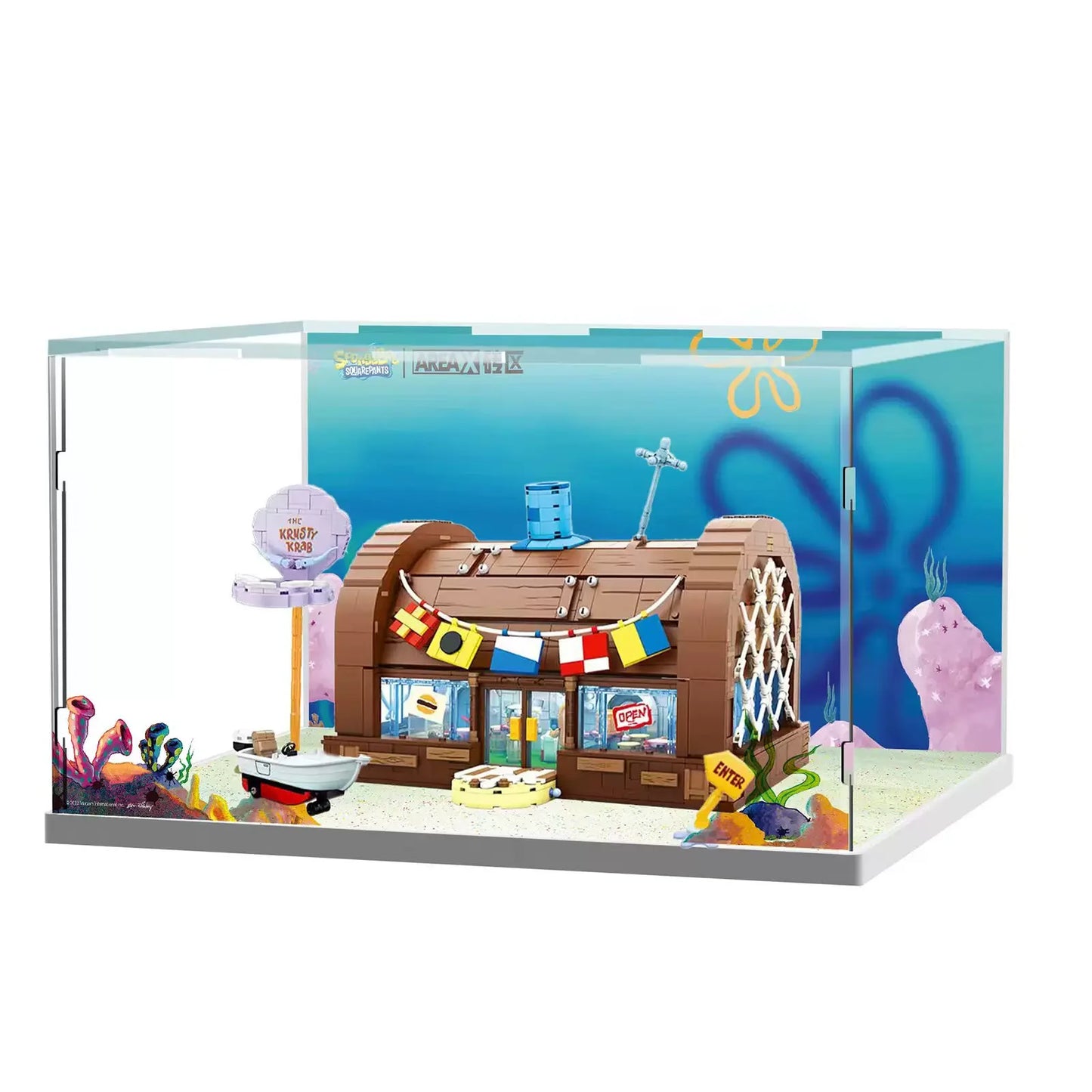 Spongebob building block cartoon Krusty Krab creative restaurant scene model Patrick Star assembly toy children's birthday gift