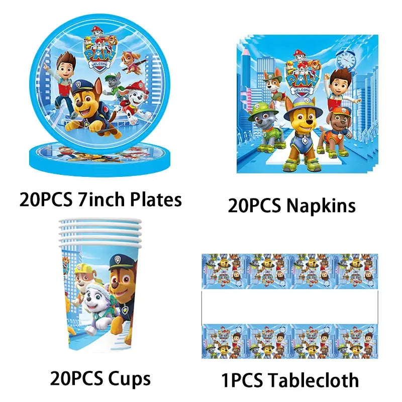 Paw Patrol Decoration For Birthday Paw Patrol Party Supplies Set Tableware Napkins Plates Balloons Decor Party Favors Gift Boy