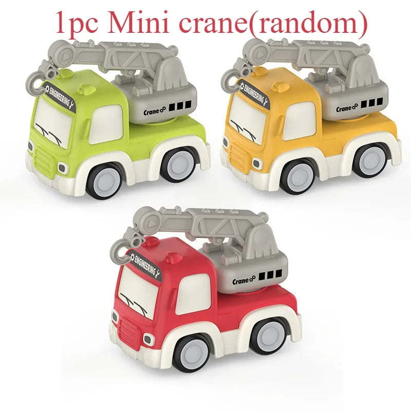 Cartoon Inertial Engineering Car Mini Toys Push and Go Car Boy's Engineering Car Excavator Dump Crane Tanker Toy Car for Kids