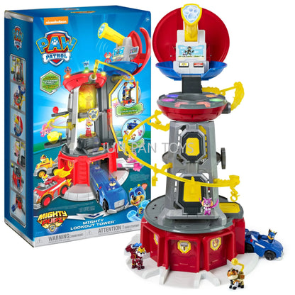 Original Paw Patrol Mighty Lookout Tower Mighty Pups Toy Car with Lights and Sounds Action Figure Toys Collectible Boy Toy Gifts