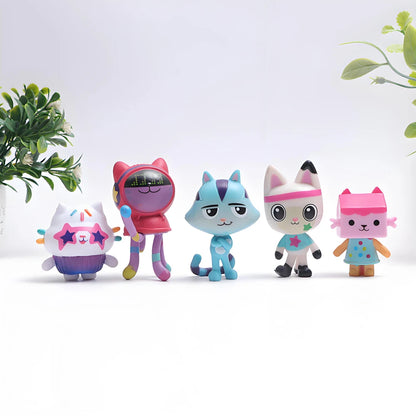13pcs Gabby Dollhouse Anime Figure Toy Smiling Car Cat Hug Gaby Girl Dolls Mercat Cartoon Action Figure Xmas Birthday Kids Gift