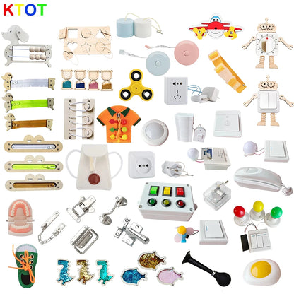 DIY Busy Board Montessori Education Wooden Toy Accessories Cognitive Training Infant Early Education Skills Learning Wooden Game