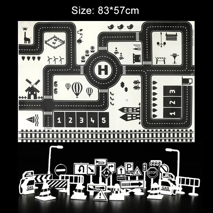 Baby Crawling Mat Parking Lot Roadmap 83*58CM City Traffic Map Of Road Carpet Traffic Signs Kids Learning Crawling Toy TMZ