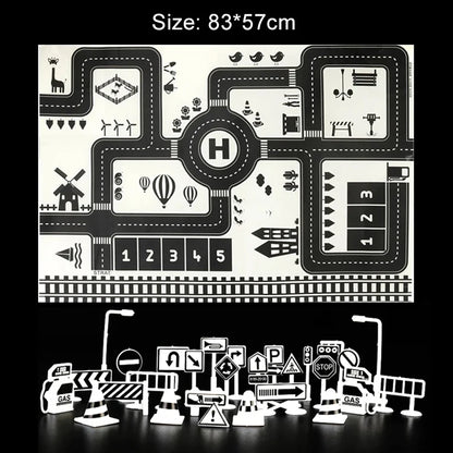 Baby Crawling Mat Parking Lot Roadmap 83*58CM City Traffic Map Of Road Carpet Traffic Signs Kids Learning Crawling Toy TMZ