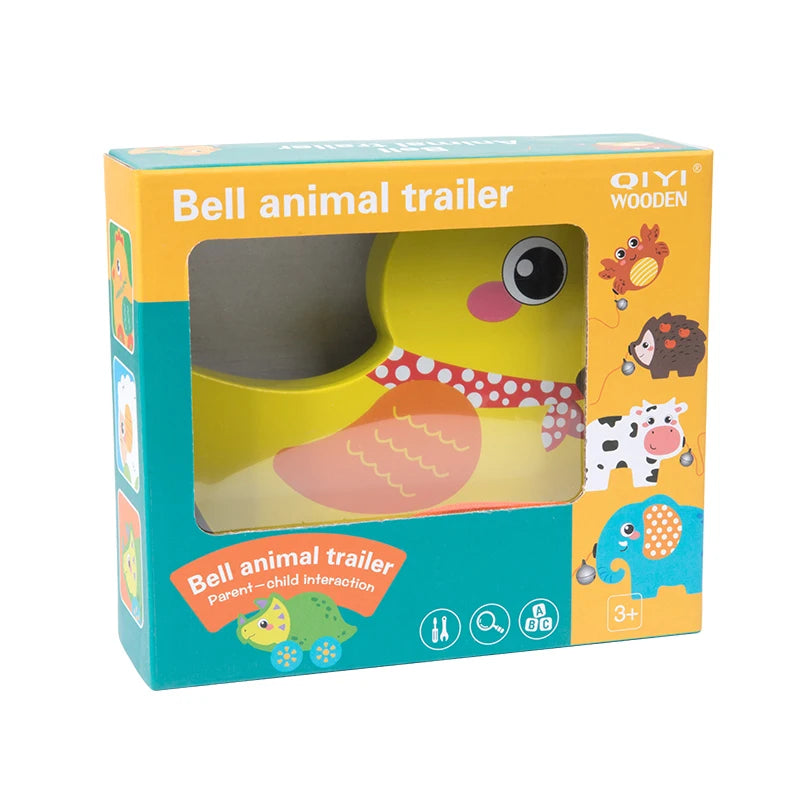 Montessori Early education Wooden Animal Car Toys Children Drag Car for kids Learning Walk and Have Fun Gift