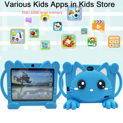 Kids Tablet 5G WiFi 2+32GB 7'' Android Tablet Toddler Case Dual Camera Games Educational Learning Toys Children Gifts