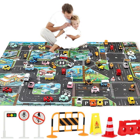 Baby Crawling Mat Parking Lot Roadmap 83*58CM City Traffic Map Of Road Carpet Traffic Signs Kids Learning Crawling Toy TMZ