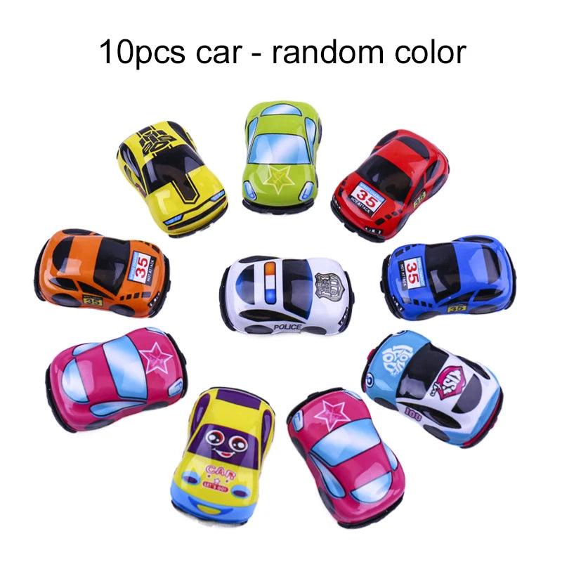 10pcs Cartoon Toys Pull Back Cars Plane Cute Plastic Toy Cars for Child Mini Car Model Funny Kids Toys Kindergarten Toys TMZ