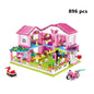 ZKZC 1018pcs City 1 Change 3 Summer Double-storey Villa House Building Blocks Friends Garden Flower Figures Bricks Toys Girls
