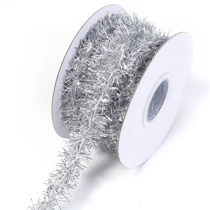10Yards Christmas Ribbon Garland Cane Foil Tinsel Glitter Metallic Xmas Tree Wrapping Ribbons Ornaments DIY New Year Party Decor