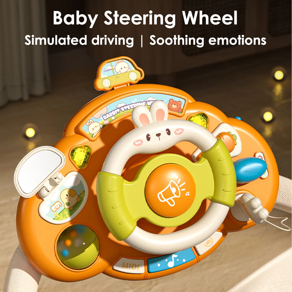 1pcs Baby Steering Wheel Toy,Early Education Educational Simulated driving toys, Lighting, sounding musical toys