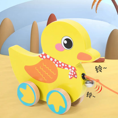 Montessori Early education Wooden Animal Car Toys Children Drag Car for kids Learning Walk and Have Fun Gift