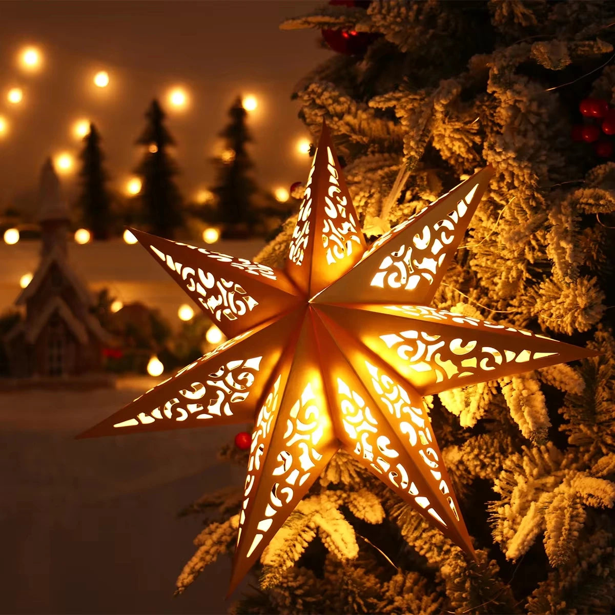Hollow Star Hanging Pendants Christmas Decoration 2025 for Home Navidad Natal Noel Gifts Christmas Ornaments New Year 2026