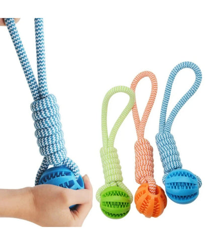 Pet Tooth Cleaning Pet Ball Toy with Rope Rubber Leaking Balls Toy for Small Large Dogs Puppy Chewing Bite Resistant Toys