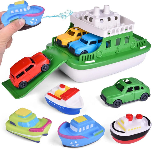 Mini Car Shaped Baby Shower Toy with Sprinkler Swimming Pool Bathtub & Beach Birthday Gift for Children Carrying Boat Feature