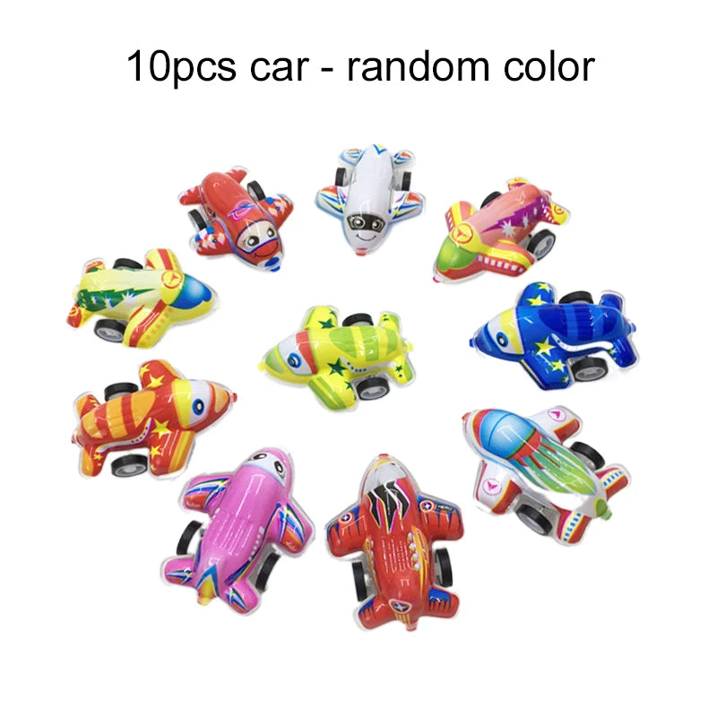 10pcs Cartoon Toys Pull Back Cars Plane Cute Plastic Toy Cars for Child Mini Car Model Funny Kids Toys Kindergarten Toys TMZ