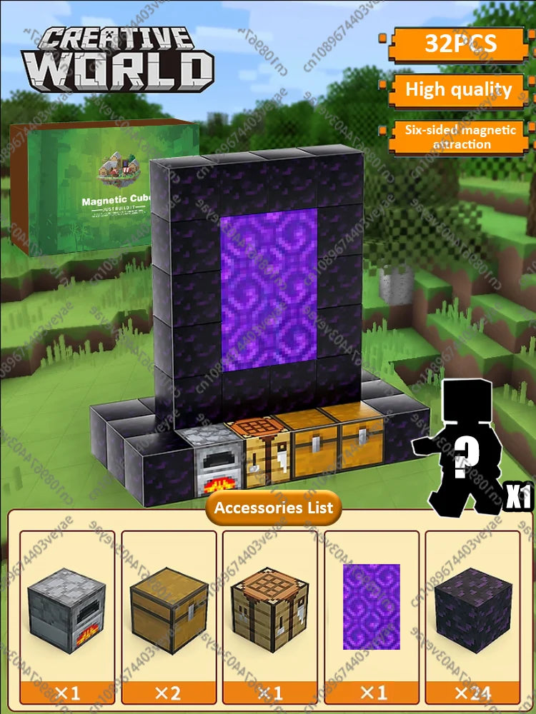 Magnetic Building Blocks Kid Toys Magnet Cube Set Mine World for Age 3+ Boys Girls DIY Model Children Magnets Toys Sensory Gifts