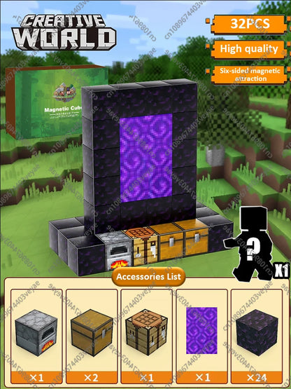 Magnetic Building Blocks Kid Toys Magnet Cube Set Mine World for Age 3+ Boys Girls DIY Model Children Magnets Toys Sensory Gifts