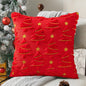 1pc plush Christmas tree Pillow Covers, emerald plush Christmas tree pillowcase with golden stars and pine branches design -18in