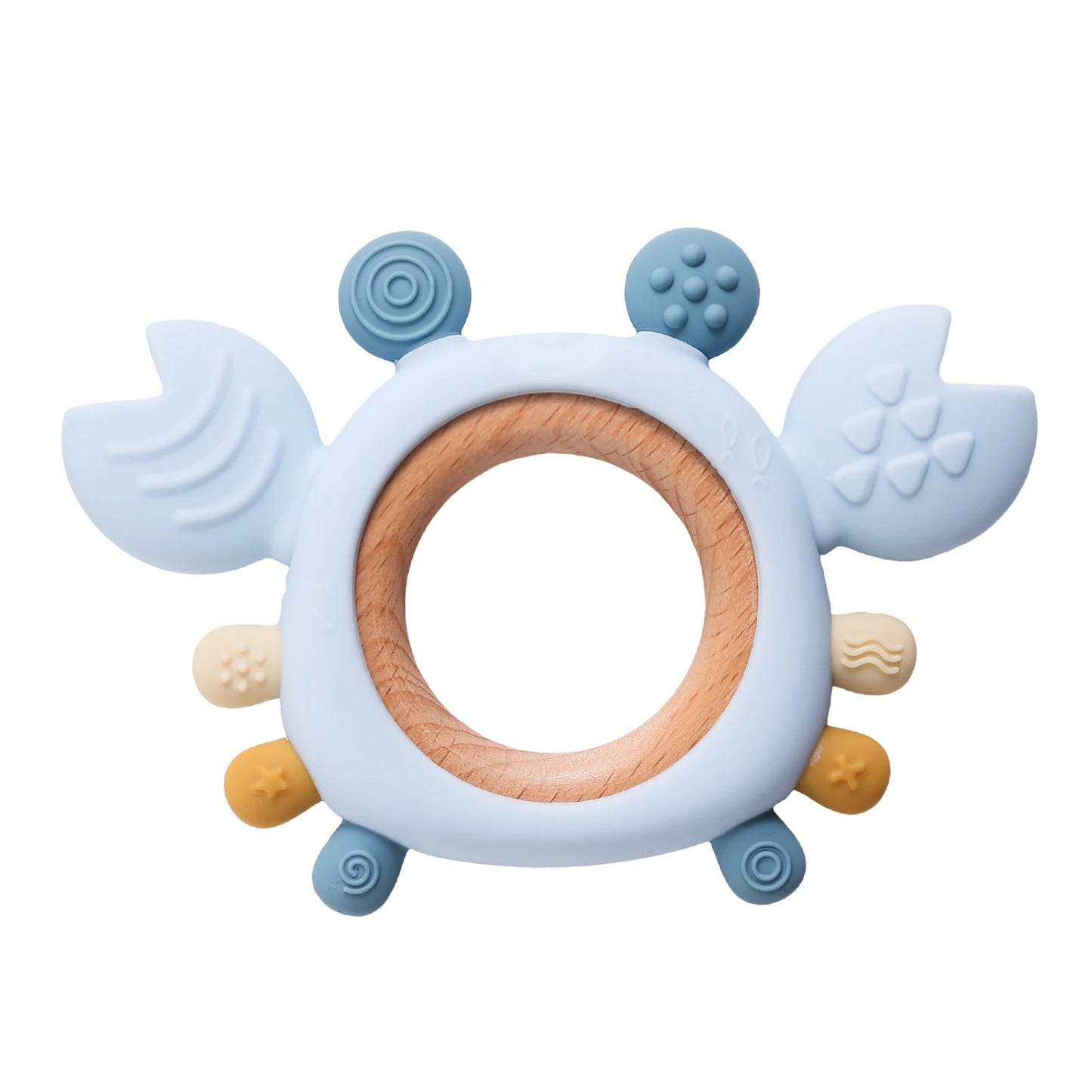 Silicone Baby Teether Baby Toys 0 to 6 Months BPA Free chewing Teething Toys Crab Wooden Ring Teether Reborn silicone Baby toys