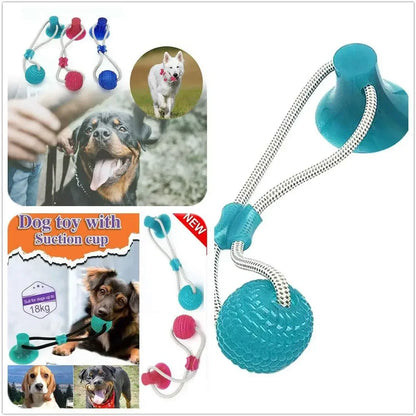 Pet Toys for Small Dogs, Rubber Dog Toy, Dog Push Toy with TPR Ball, Pet Tooth Cleaning Chewing Toy with Suction Cup