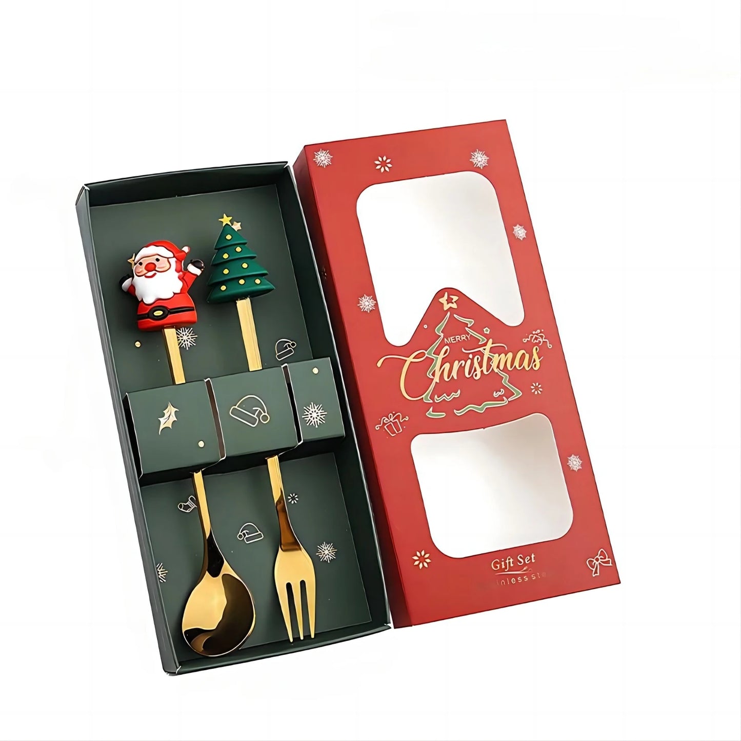 2/4/6Pcs Christmas Fork And Spoon Set,Stainless Steel Creative Tableware,Coffee Tea Dessert Forks And Spoons Gift Set