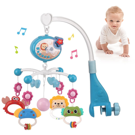 Cot Mobile For Baby With Music And Projection - Mobile For Crib With Timing Function- Gift For Newborn 0-12 Months ，Blue