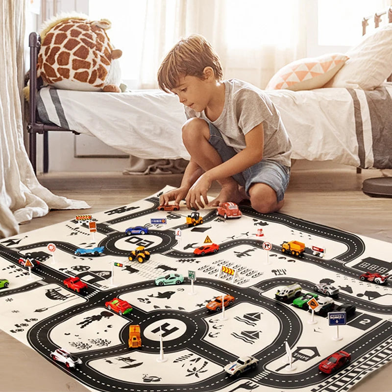 Baby Crawling Mat Parking Lot Roadmap 83*58CM City Traffic Map Of Road Carpet Traffic Signs Kids Learning Crawling Toy TMZ