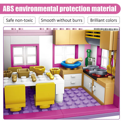 ZKZC 1018pcs City 1 Change 3 Summer Double-storey Villa House Building Blocks Friends Garden Flower Figures Bricks Toys Girls