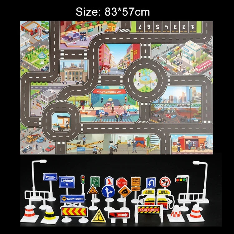 Baby Crawling Mat Parking Lot Roadmap 83*58CM City Traffic Map Of Road Carpet Traffic Signs Kids Learning Crawling Toy TMZ