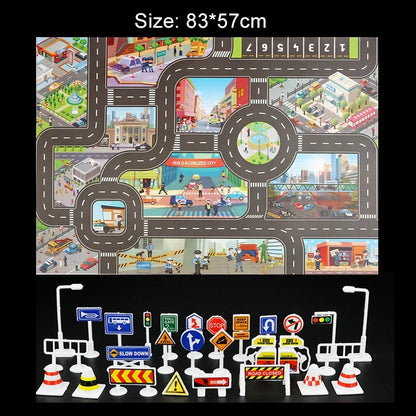 Baby Crawling Mat Parking Lot Roadmap 83*58CM City Traffic Map Of Road Carpet Traffic Signs Kids Learning Crawling Toy TMZ