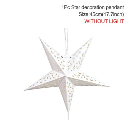 Hollow Star Hanging Pendants Christmas Decoration 2025 for Home Navidad Natal Noel Gifts Christmas Ornaments New Year 2026