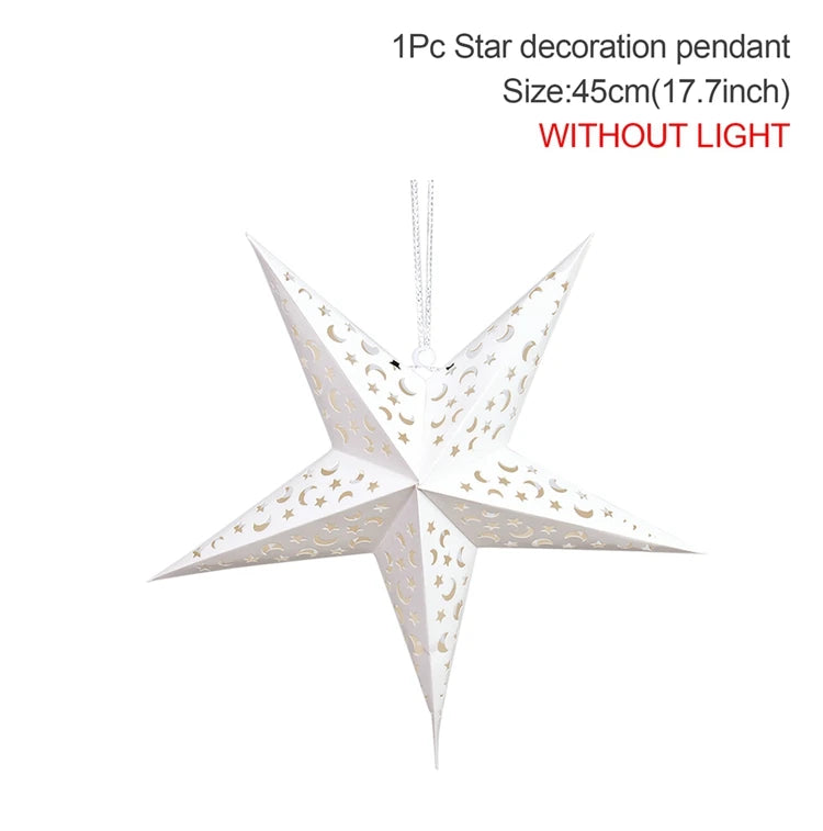 Hollow Star Hanging Pendants Christmas Decoration 2025 for Home Navidad Natal Noel Gifts Christmas Ornaments New Year 2026