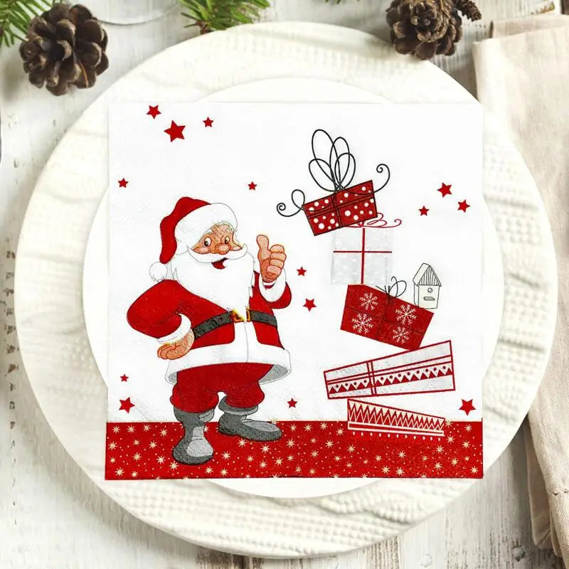 20-100Pcs Christmas Paper Napkins Snowman SantaDisposable Cocktail Napkins for Holiday Christmas Party Decorations