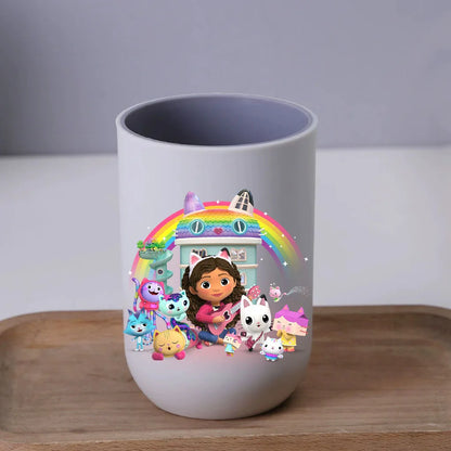 Gabby Dollhouse Water Cup Tooth Brushing Cups Anime Kawaii Cat Kids Toothg Cups Toothpaste Holders Kids Birthday Gift