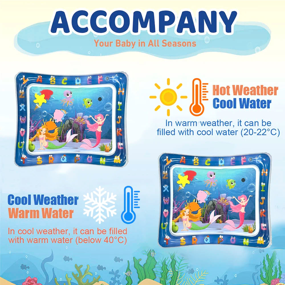 1pc Inflatable PVC Playing Mat Mermaid Pattern Baby Play Water Mat Toddler Pad Kids Early Education Activity Toys Mat Cushion