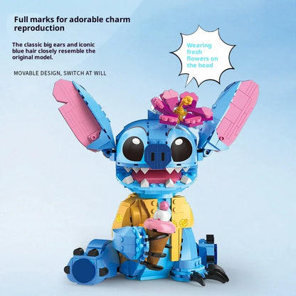 New Stitch Angel CP Building Blocks 2026 - Large Piece Cartoon Toys with Moving Ears Kids Assembly Gift for Boys Girls Birthday