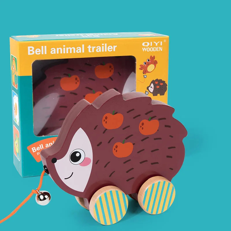 Montessori Early education Wooden Animal Car Toys Children Drag Car for kids Learning Walk and Have Fun Gift