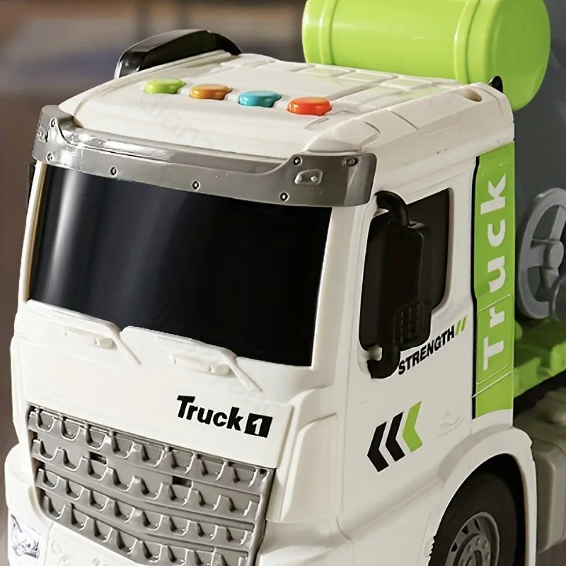 Large Simulation Children Engineering Vehicle Cement Mixer Truck Model Toy Push and Go Friction Powered Cars with Music & Light
